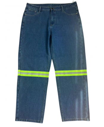 Jeans azul con cinta reflectiva lima bicolor serie HARDWORK