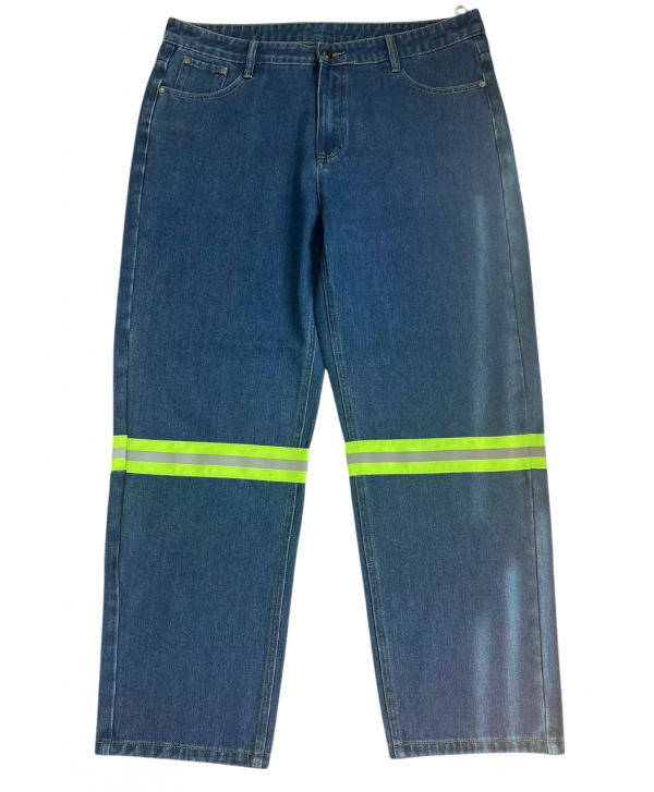 Jeans azul con cinta reflectiva lima bicolor serie HARDWORK