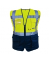 Chaleco reflectivo bicolor amarillo/azul con bolsillos tipo supervisor