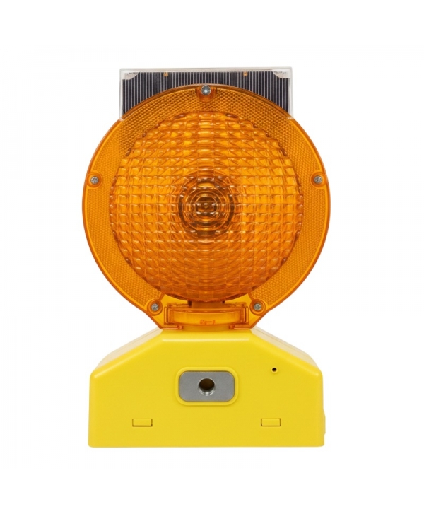 Lámpara solar de señalización luz led con lente ámbar, no requiere batería