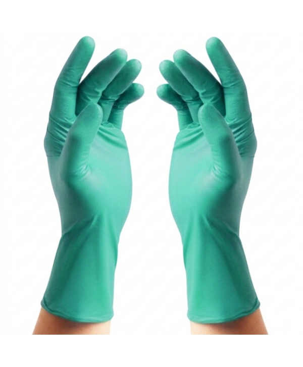 Guante desechable de nitrilo sin polvo con protección química micro med caja de 100 Uds.