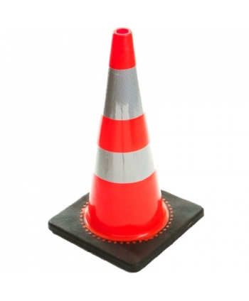 Cono naranja de señalización de 28" semiflexible base negra y doble reflectiva