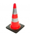Cono naranja de señalización de 28" semiflexible base negra y doble reflectiva