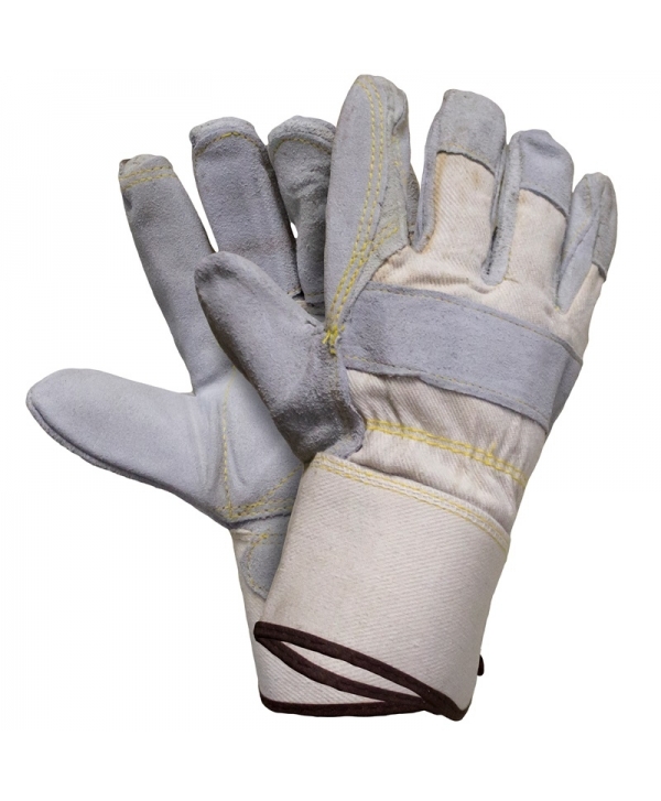 Cowhide leather work gloves, reinforced palm and fingers