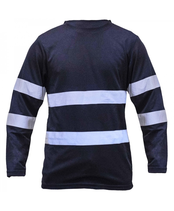 Sweaters de tela tipo DRY-FIT con cuello redondo de manga larga y cintas reflectivas