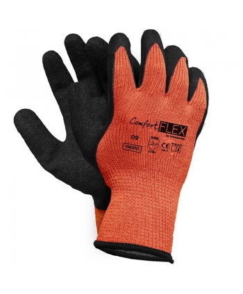 Knitted glove with latex...