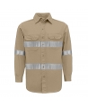 Camisa 100% algodón manga larga con reflectivas gris y ventilación